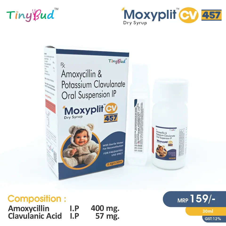 Amoxycillin (400mg/5ml) + Clavulanic Acid (57mg/5ml) Dry Syrup at Best Price in PCD Pharma Franchise for Broad-Spectrum Antibiotic.